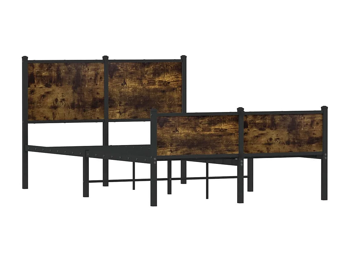 Estructura de cama sin colchón metal roble ahumado 120x200 cm