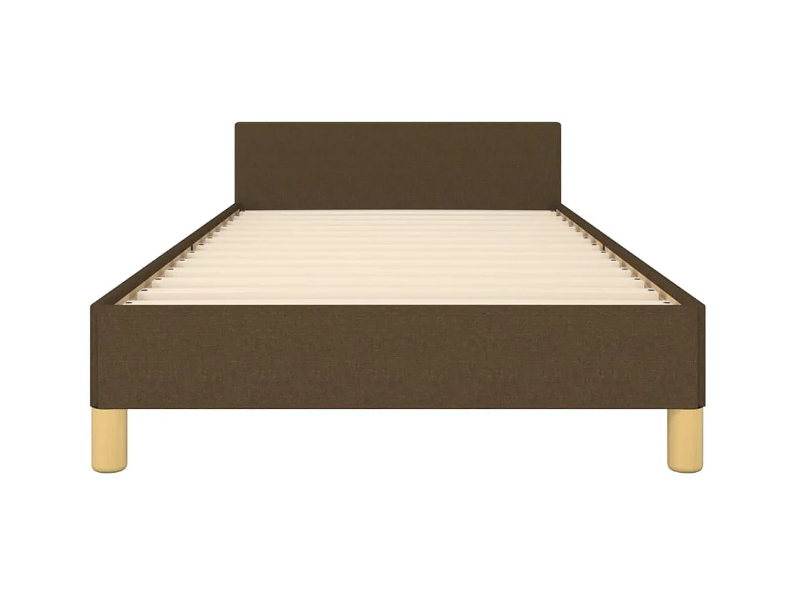 Estrutura de cama c/ cabeceira 100x200cm tecido castanho-escuro