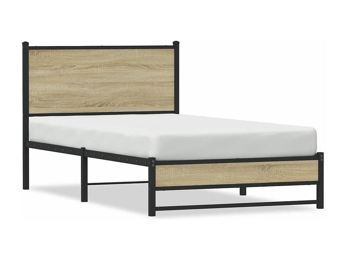 Estrutura de cama sem colchão 107x203 cm metal carvalho sonoma