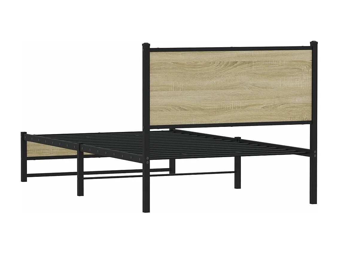 Estrutura de cama sem colchão 107x203 cm metal carvalho sonoma
