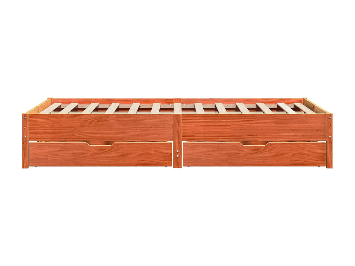 Cama sin colchón madera maciza de pino marrón cera 160x200 cm