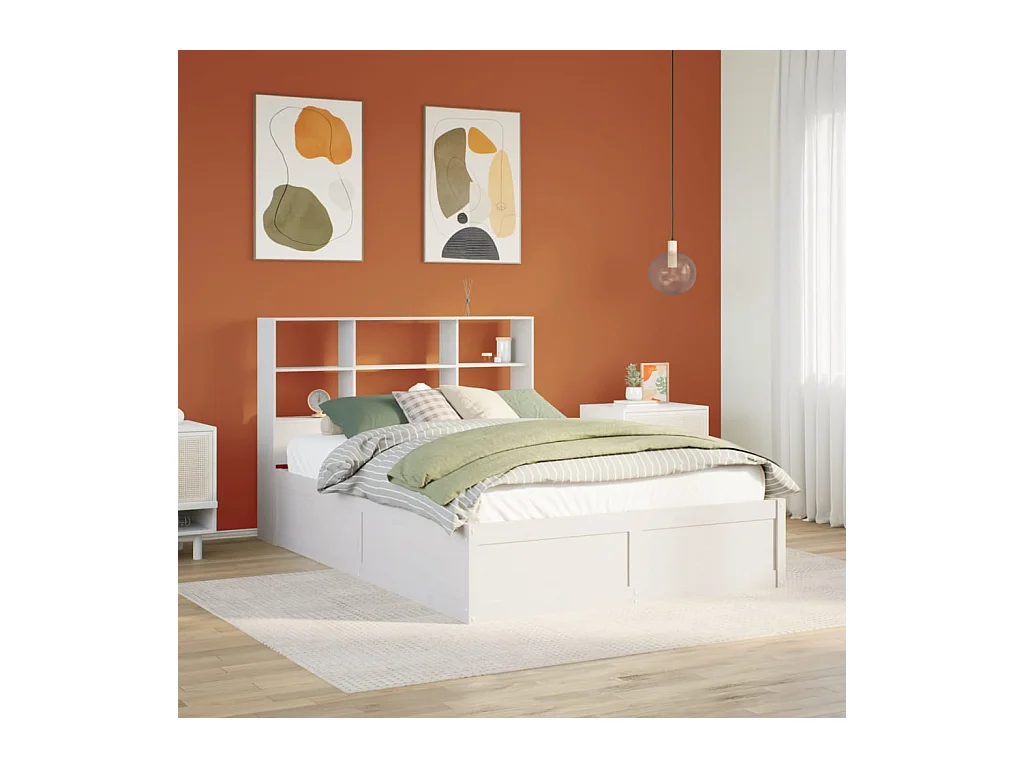 Cadre de lit sans matelas blanc 140x200 cm bois de pin massif