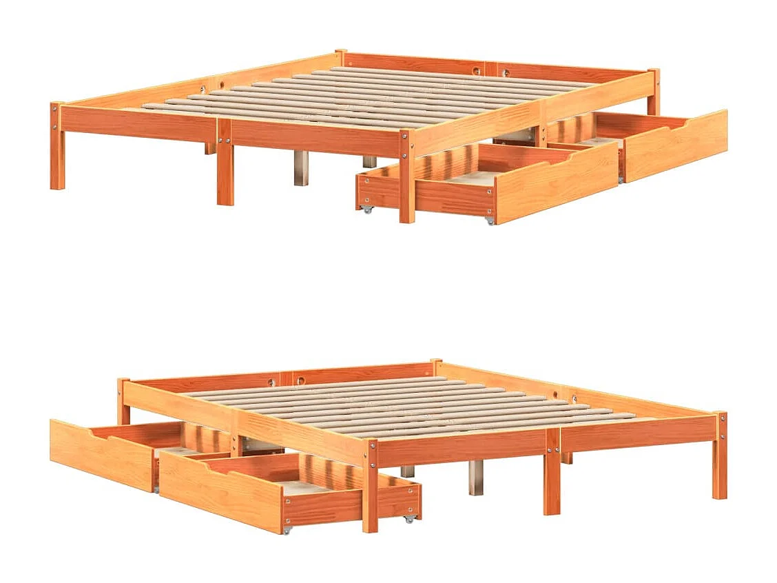 Cama sem colchão 120x200 cm madeira pinho maciça castanho-mel