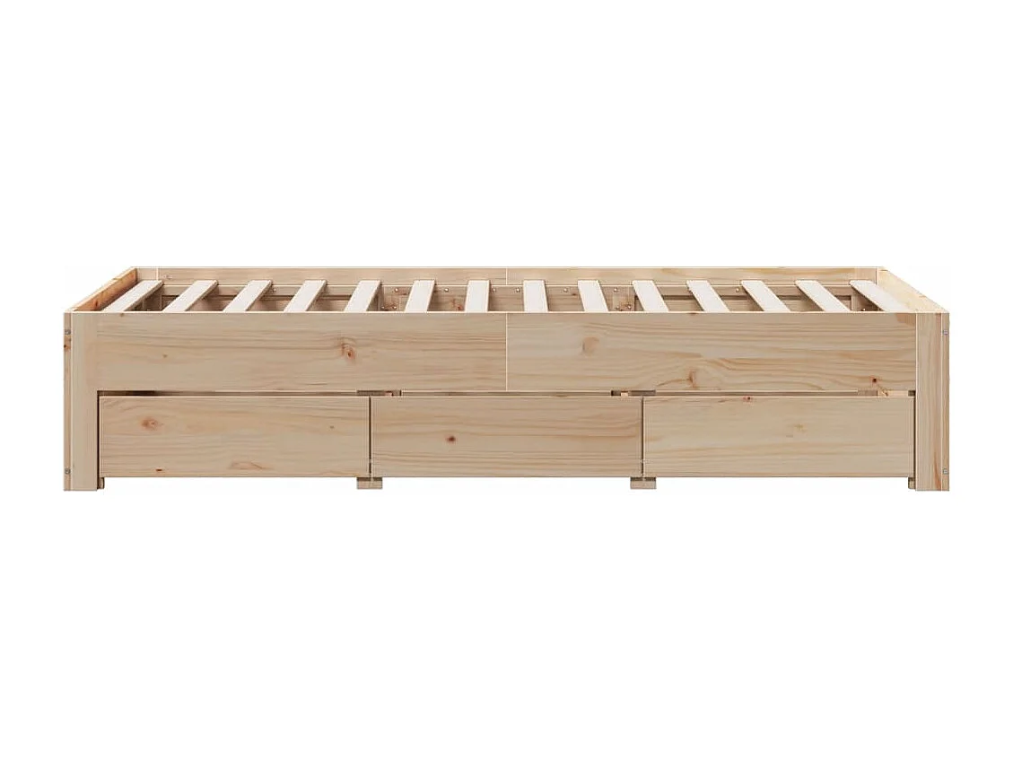 Cama sin colchón con cajones madera maciza de pino 75x190 cm