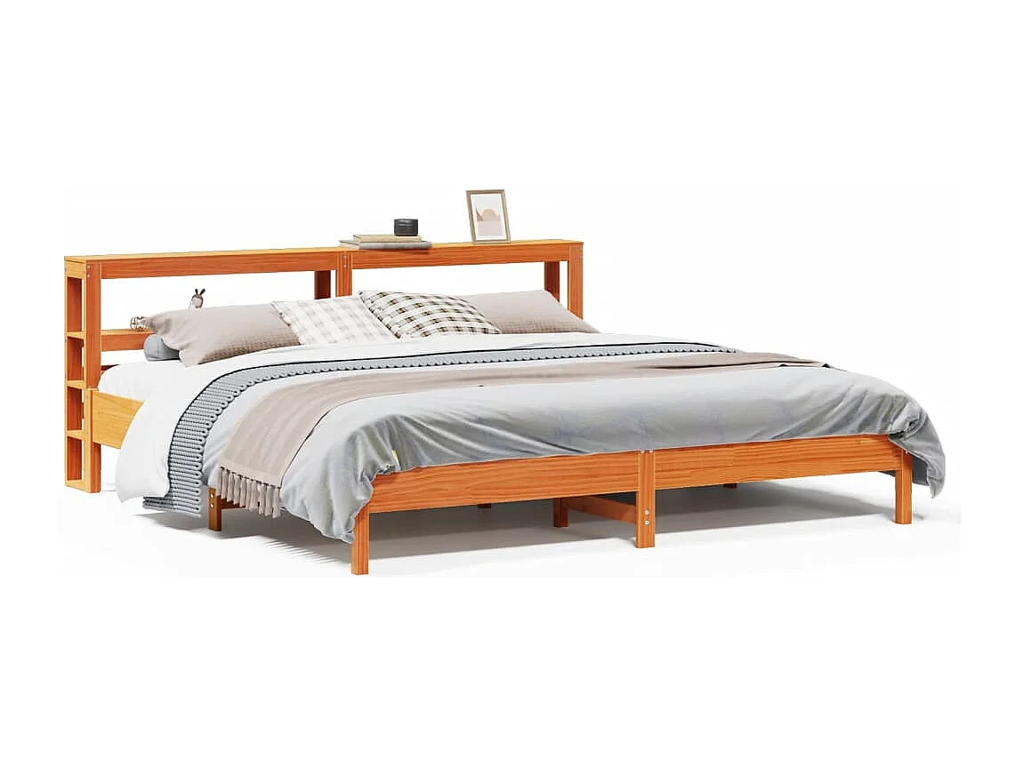 Cama sem colchão 180x200 cm pinho maciço castanho-mel