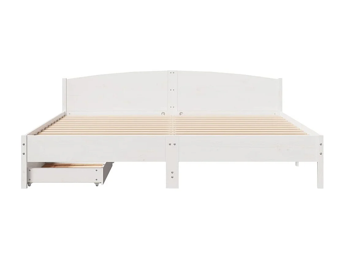 Cadre de lit sans matelas blanc 180x200 cm bois massif de pin