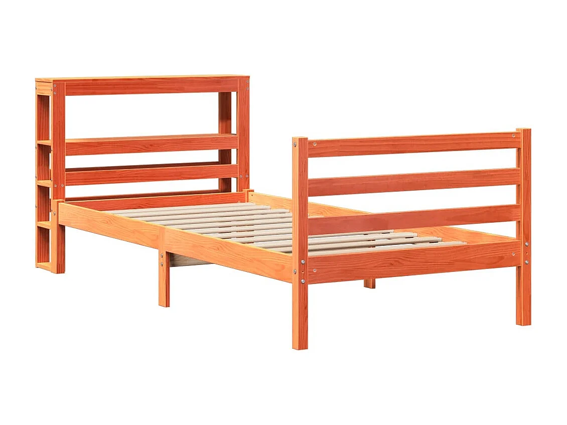 Cama sem colchão 100x200 cm pinho maciço castanho-mel