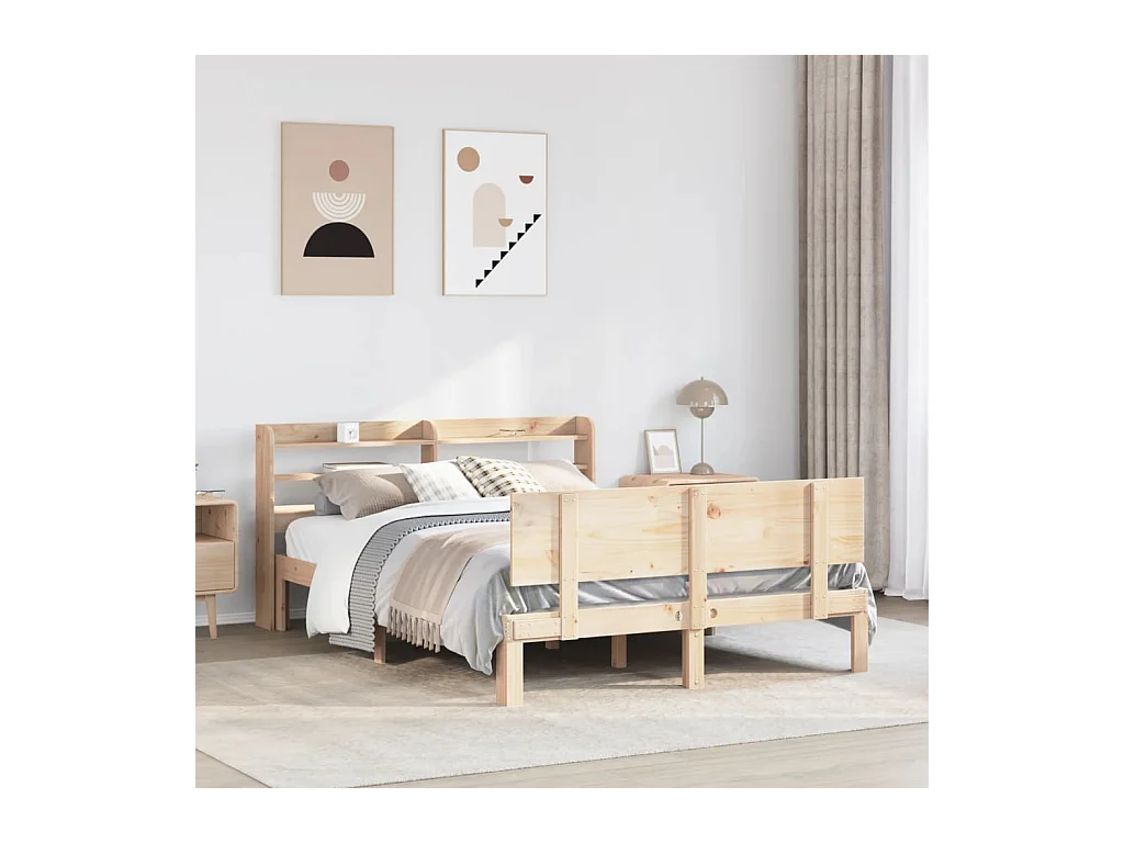 Estructura de cama con cabecero madera maciza pino 160x200 cm