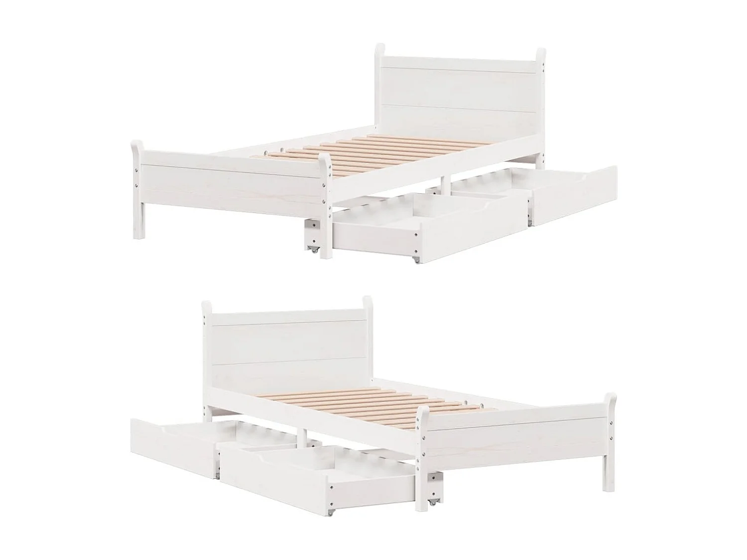 Cama sem colchão 90x200 cm madeira de pinho maciça branco