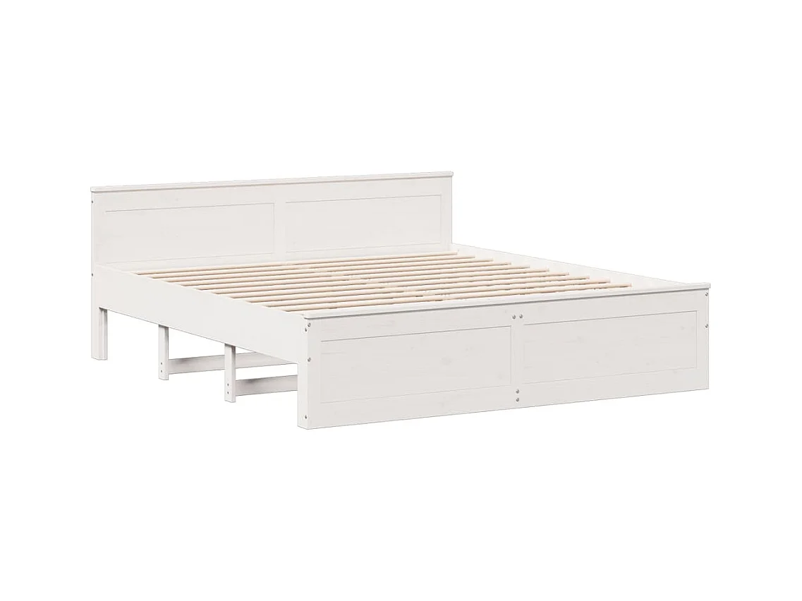 Cama sin colchón con cabecero madera de pino blanco 200x200 cm