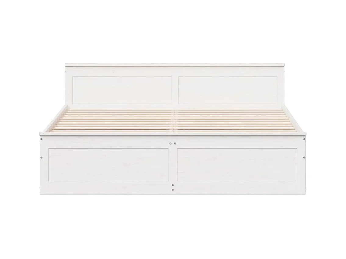 Cama sin colchón con cabecero madera de pino blanco 200x200 cm