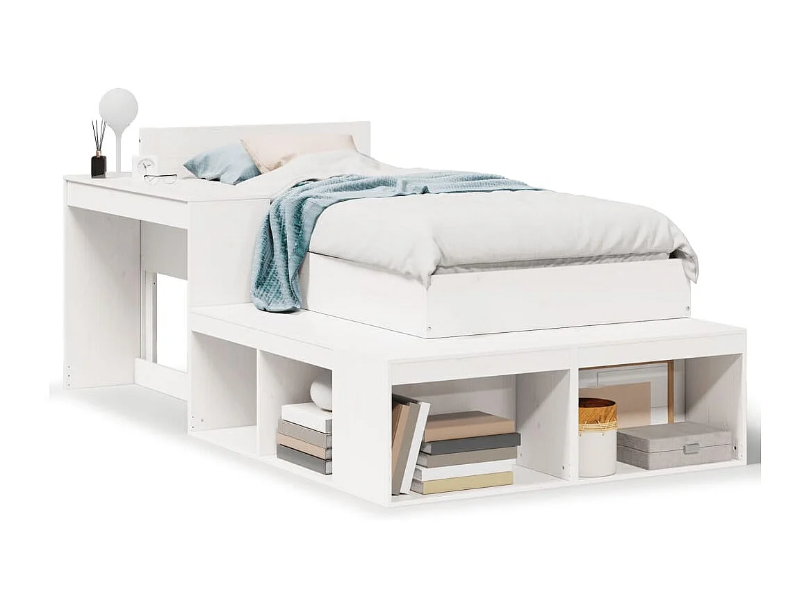 Cama sem colchão 90x200 cm madeira de pinho maciça branco