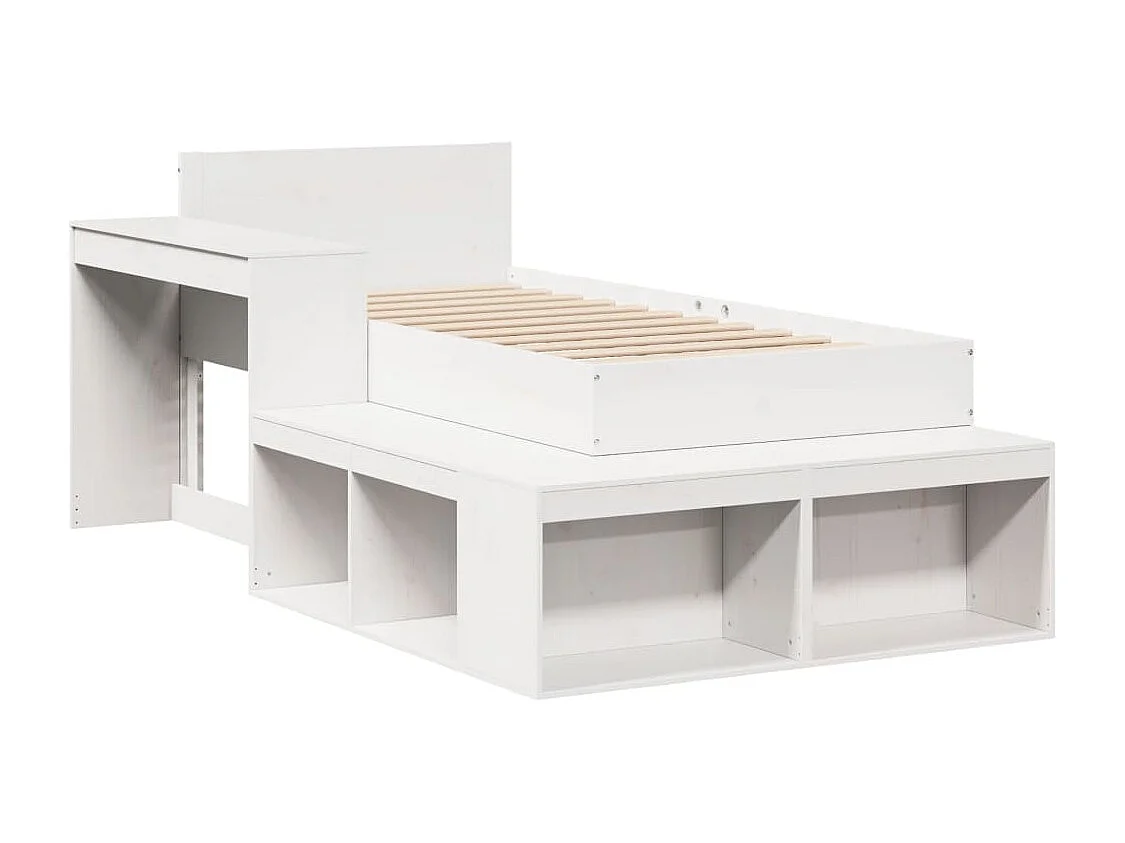 Cama sem colchão 90x200 cm madeira de pinho maciça branco