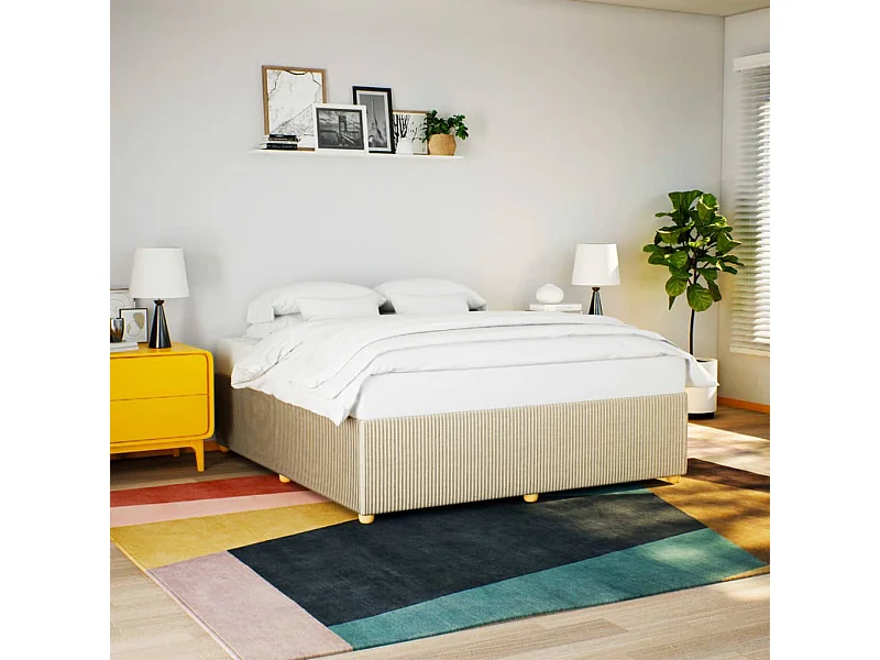 Cama sin colchón tela color crema 180x200 cm