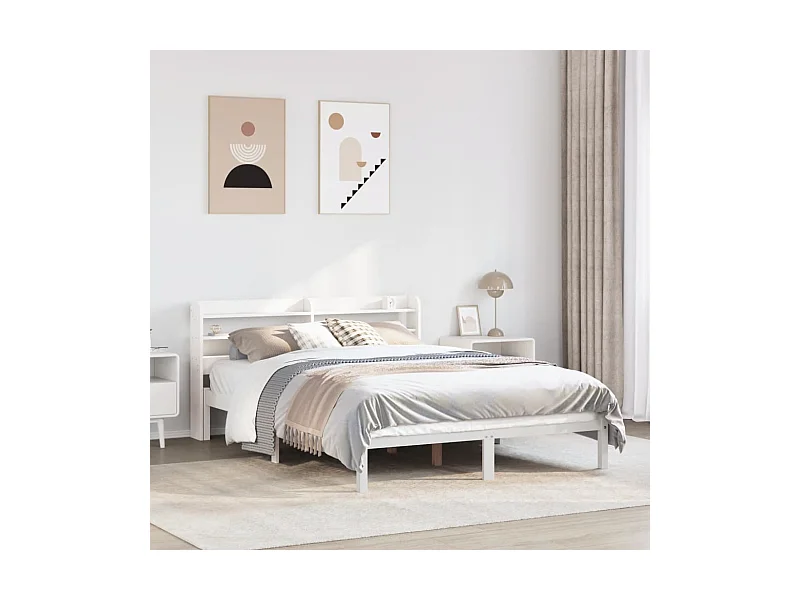 Cadre de lit sans matelas blanc 120x200 cm bois de pin massif