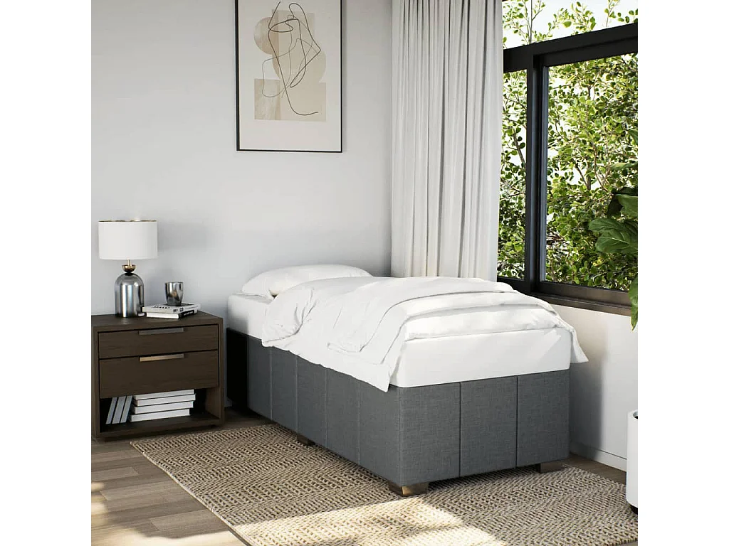 Cadre de lit sans matelas gris foncé 80x200 cm tissu