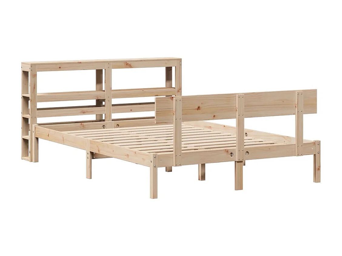 Estructura de cama sin colchón madera maciza de pino 160x200 cm