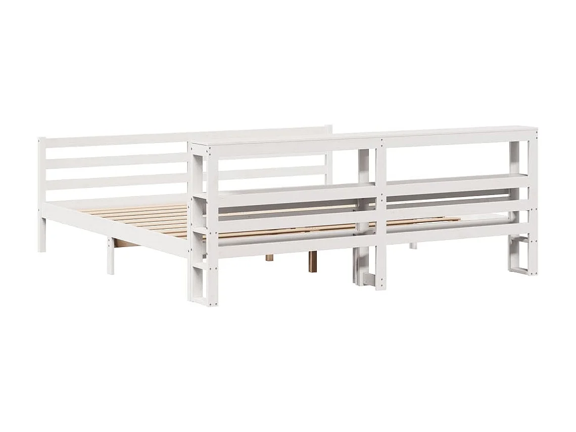 Estructura cama cabecero madera maciza pino blanco 180x200 cm