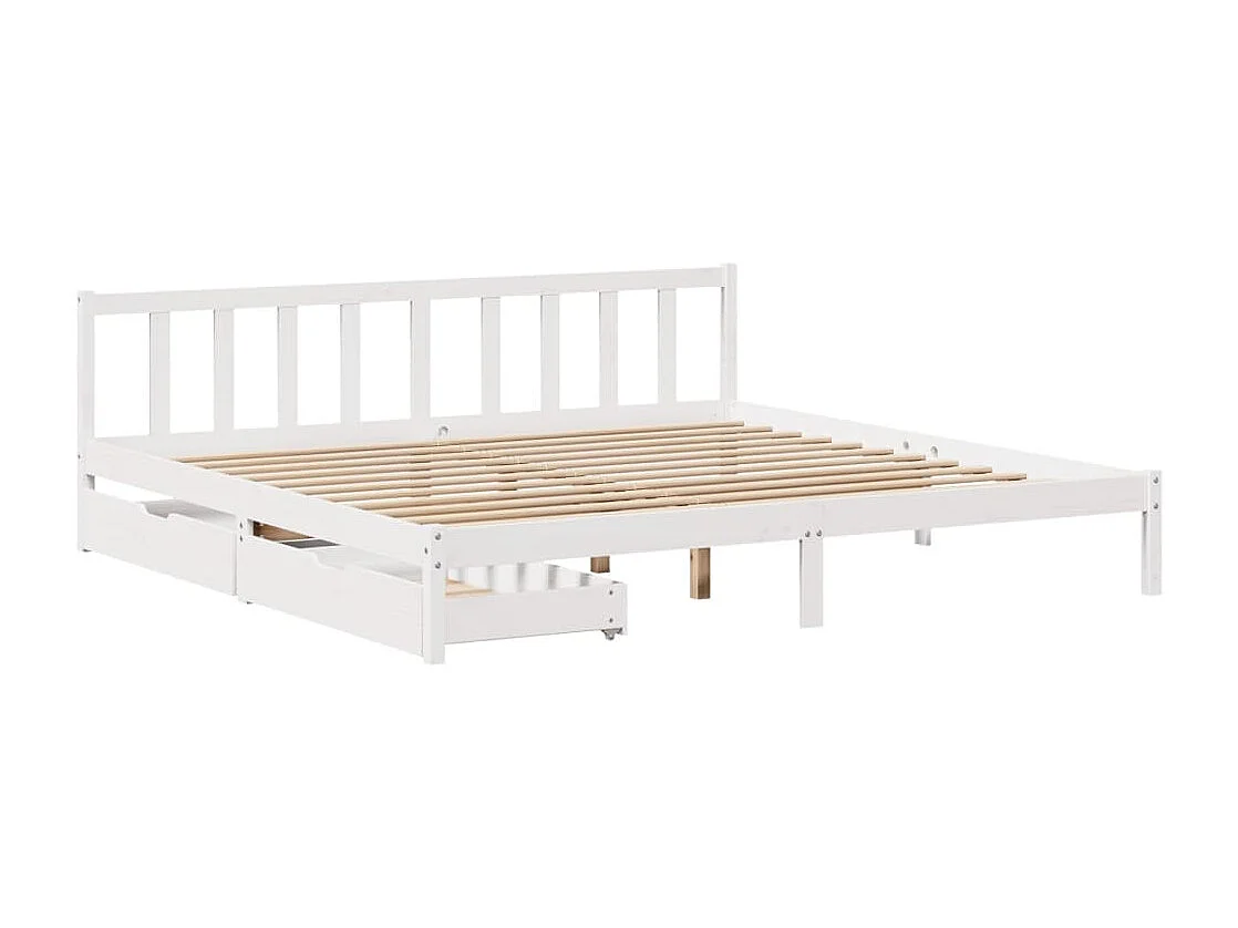 Cadre de lit sans matelas blanc 180x200 cm bois massif de pin