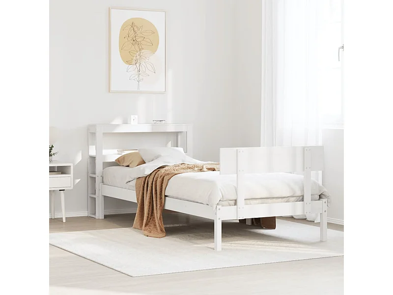 Cadre de lit sans matelas blanc 75x190 cm bois de pin massif