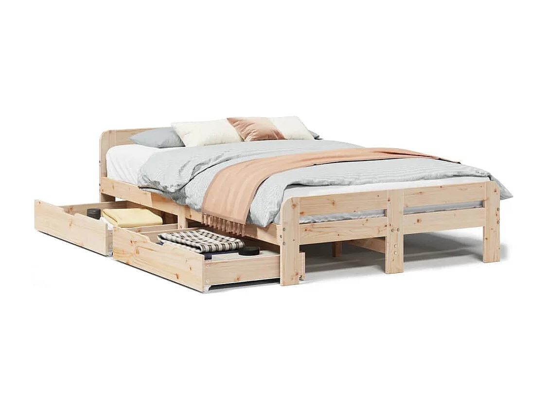 Estructura de cama sin colchón madera maciza de pino 120x190 cm