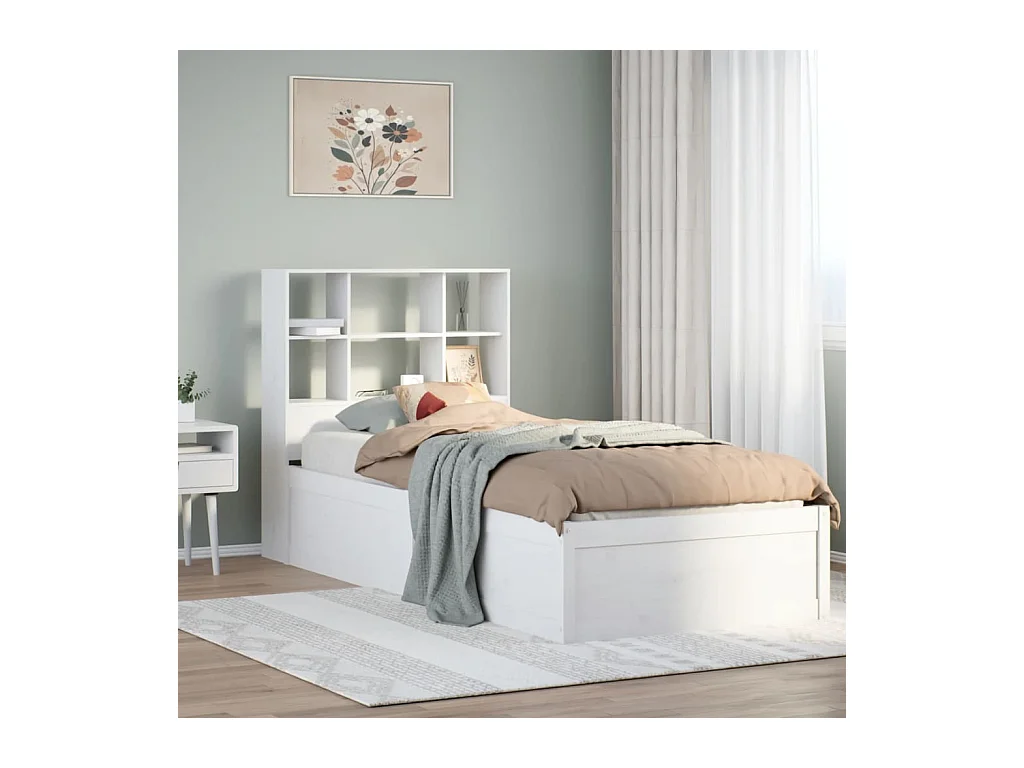 Cama sem colchão 90x200 cm madeira de pinho maciça branco