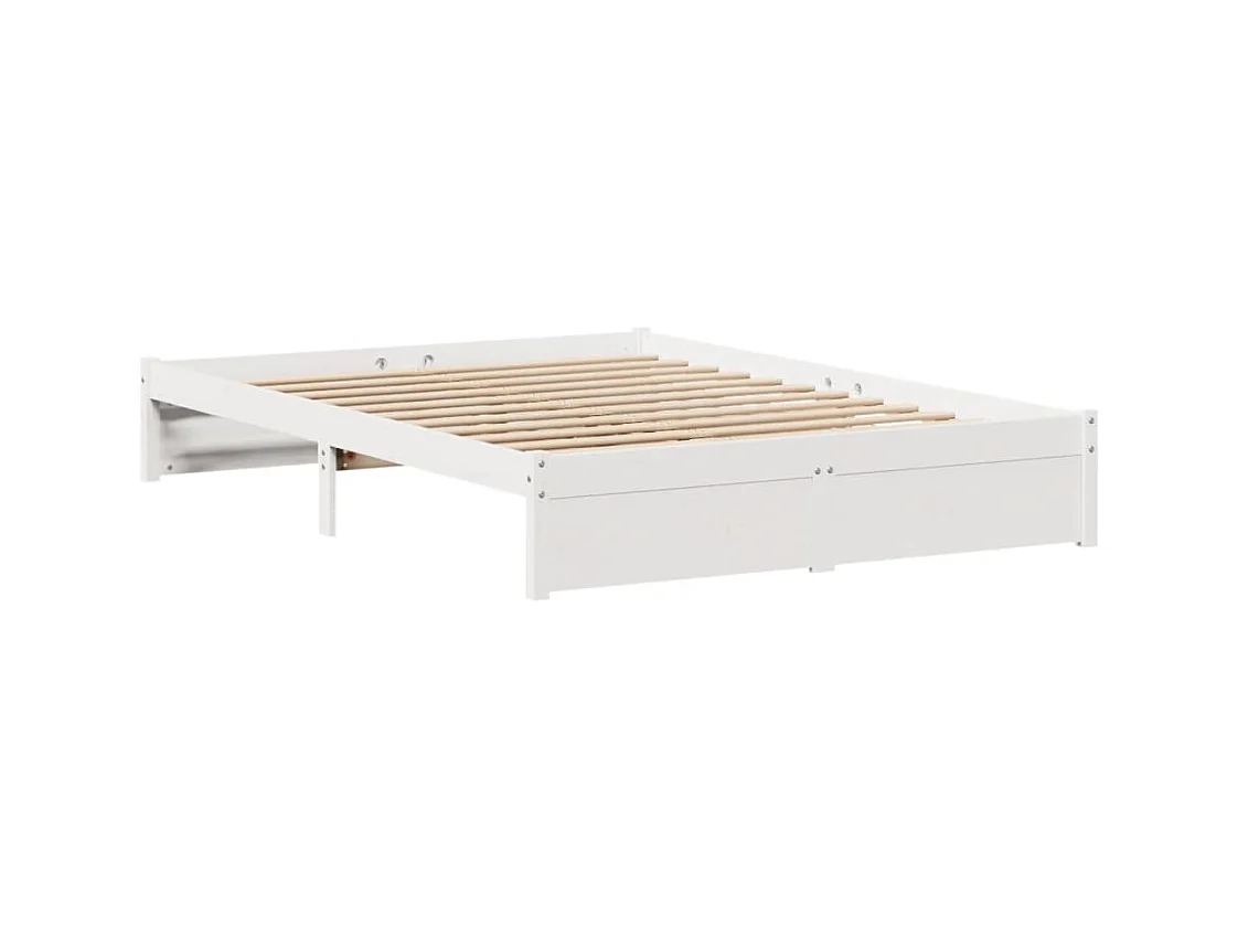 Cadre de lit sans matelas blanc 150x200 cm bois de pin massif