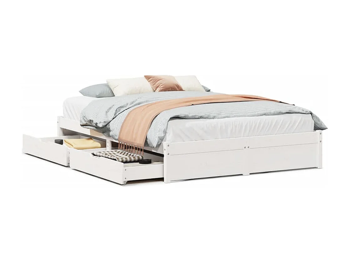 Cadre de lit sans matelas blanc 150x200 cm bois de pin massif