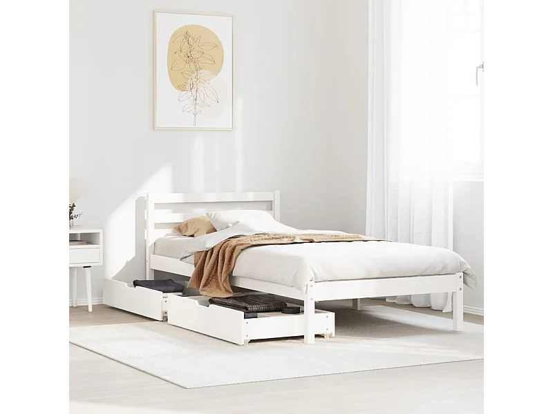 Cadre de lit sans matelas blanc 100x200 cm bois de pin massif