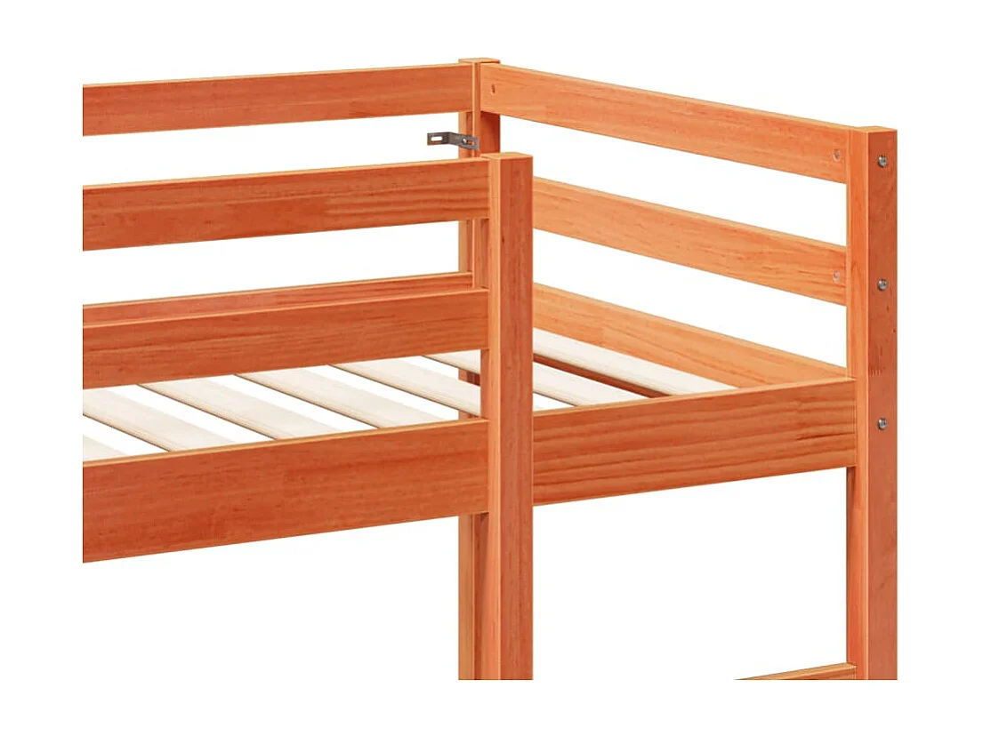 Cama alta con escritorio madera maciza pino marrón 90x200 cm