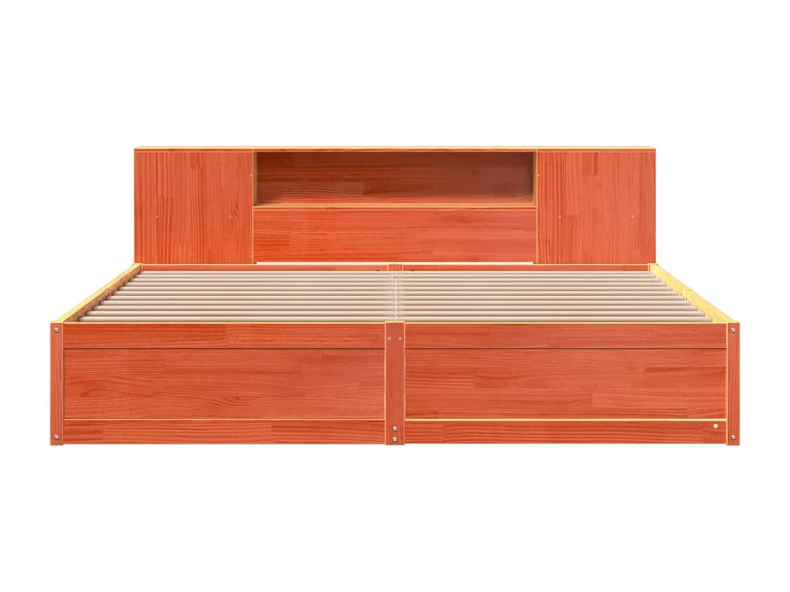 Cadre de lit sans matelas cire marron 200x200cm bois pin massif