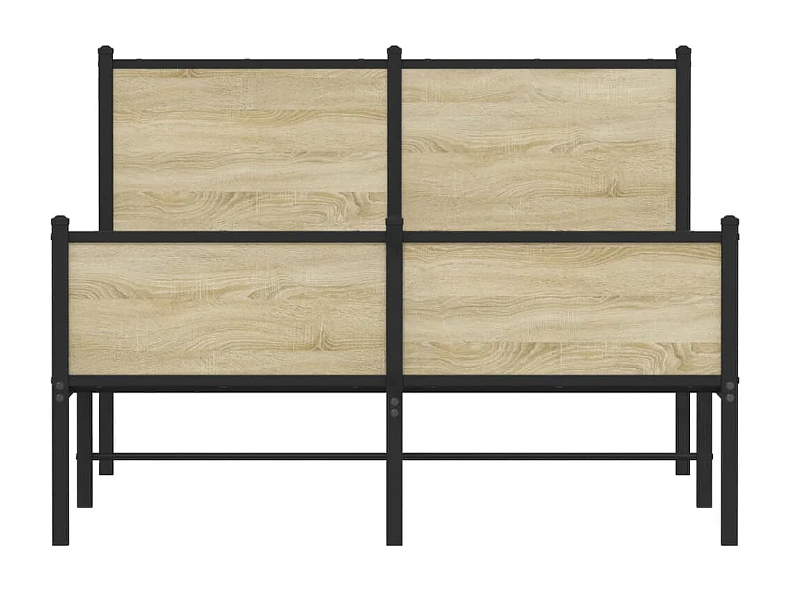 Estrutura de cama sem colchão 120x190 cm metal carvalho sonoma