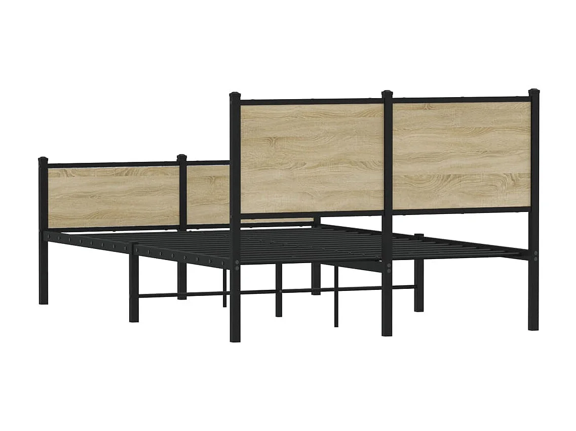 Estrutura de cama sem colchão 120x190 cm metal carvalho sonoma