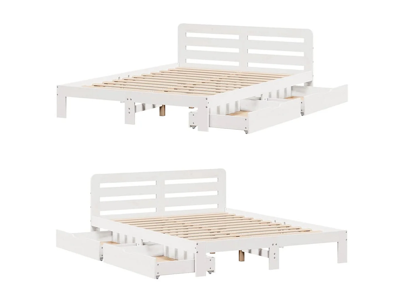 Cama sem colchão 135x190 cm madeira de pinho maciça branco