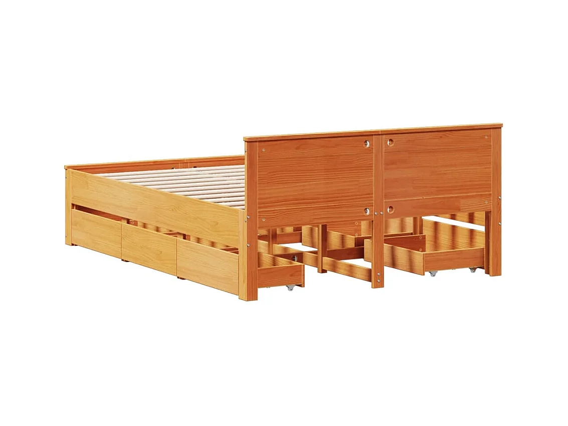 Cadre de lit sans matelas avec tête de lit brun cire 150x200 cm