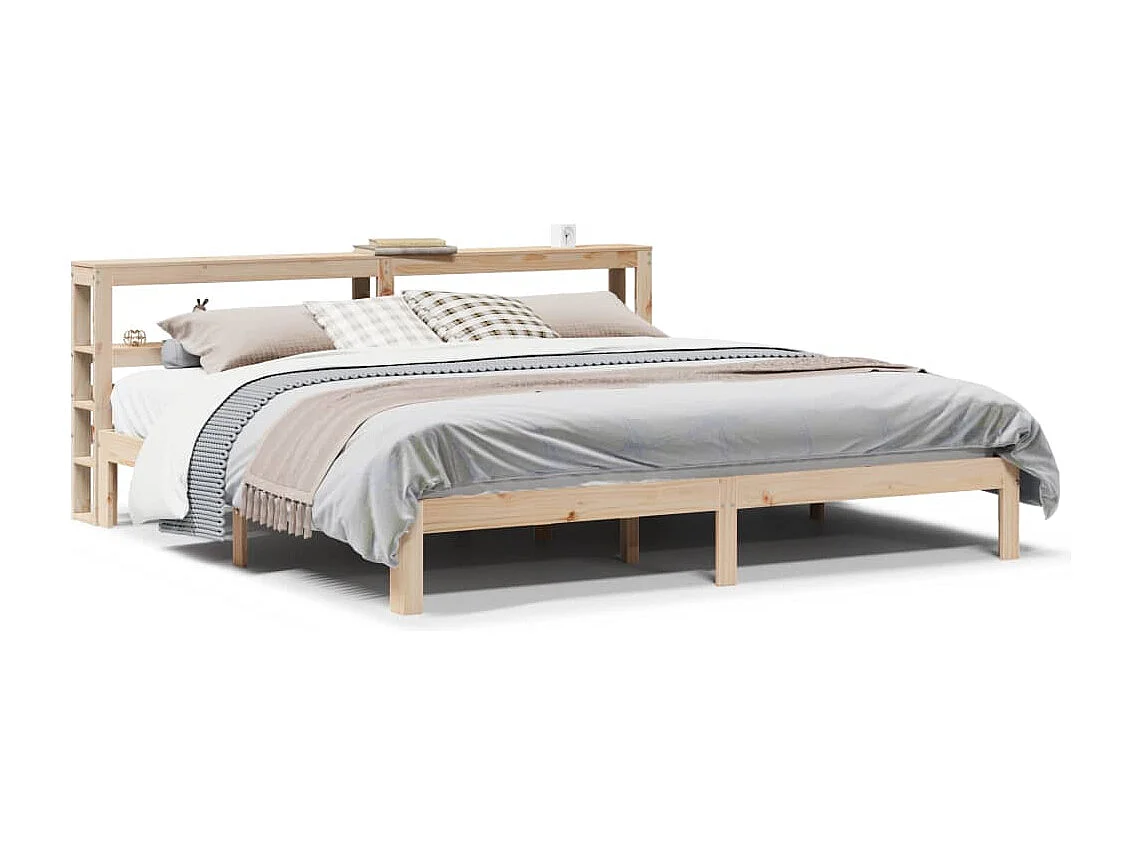 Estructura de cama con cabecero madera maciza pino 180x200 cm
