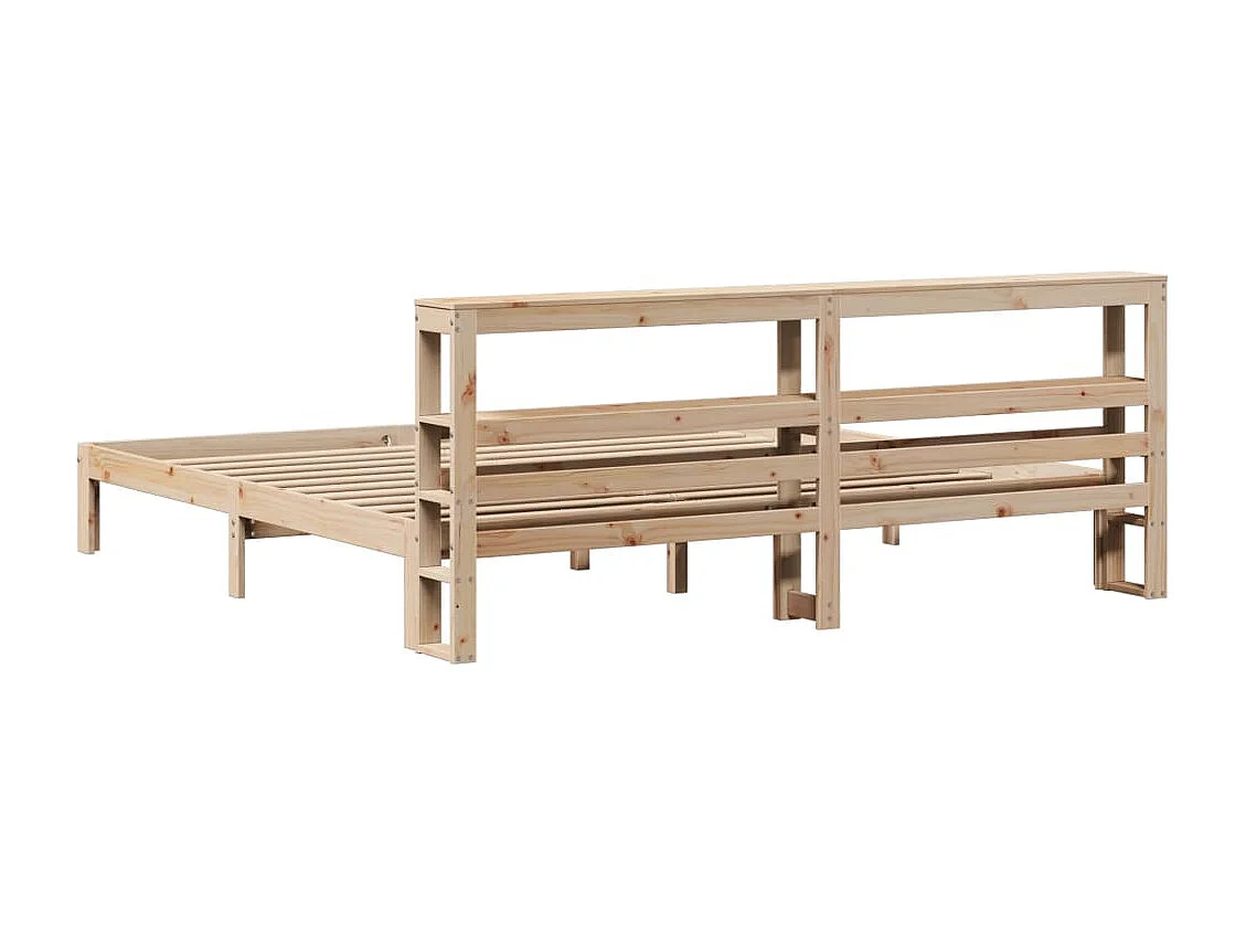 Estructura de cama con cabecero madera maciza pino 180x200 cm