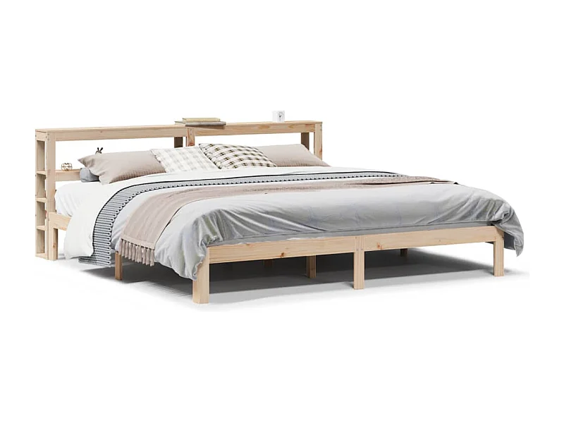Estructura de cama con cabecero madera maciza pino 180x200 cm