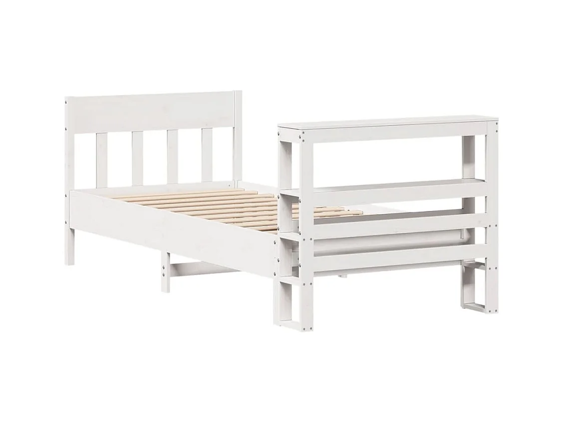 Cadre de lit sans matelas blanc 90x200 cm bois de pin massif