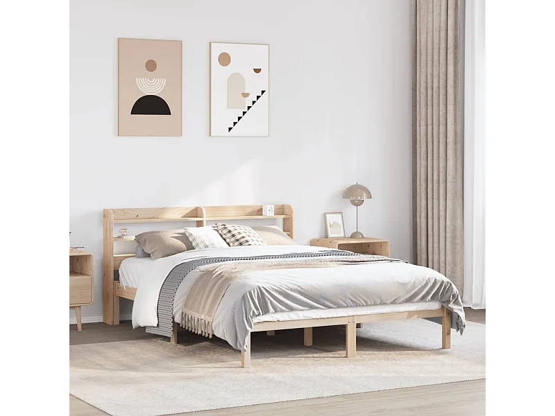 Estructura de cama sin colchón madera de pino blanca 140x200 cm