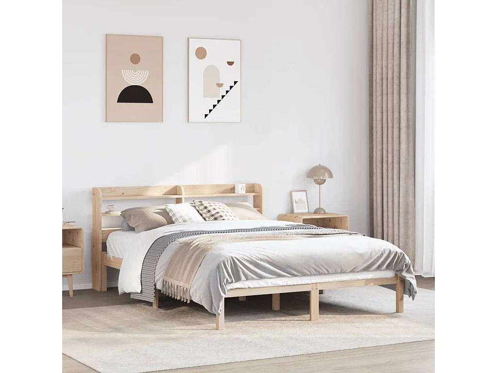 Estructura de cama sin colchón madera de pino blanca 140x200 cm