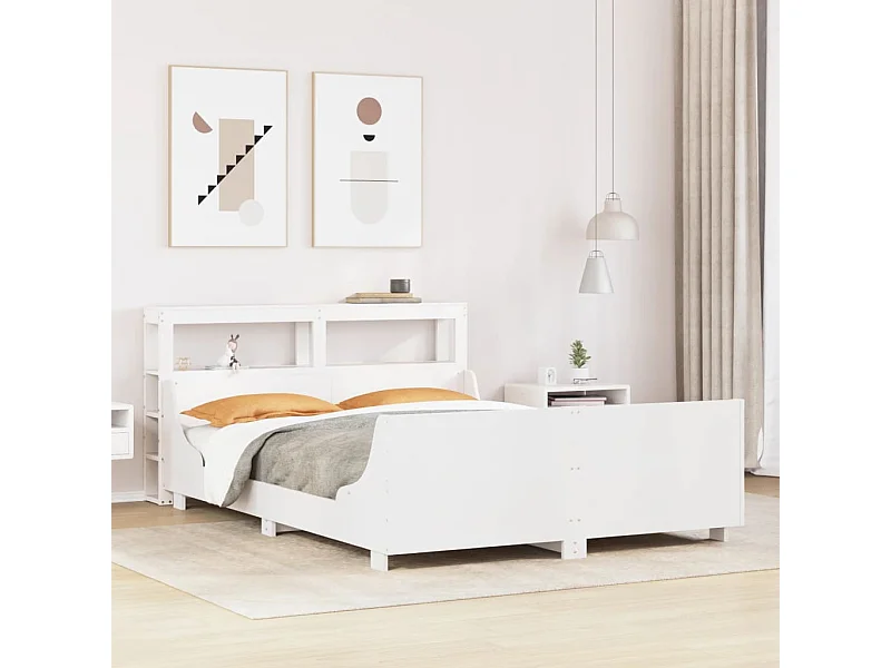 Cama sem colchão 135x190 cm madeira de pinho maciça branco