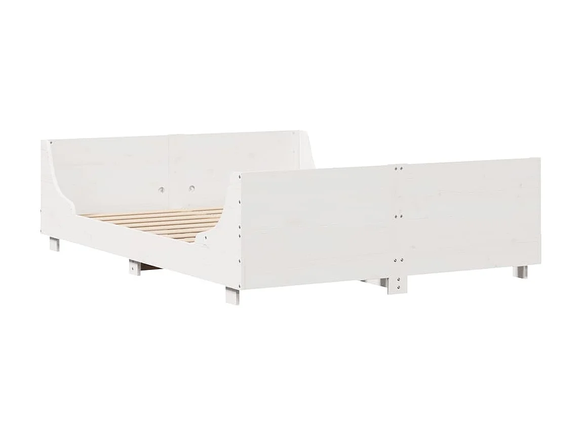 Cadre de lit sans matelas blanc 135x190 cm bois de pin massif