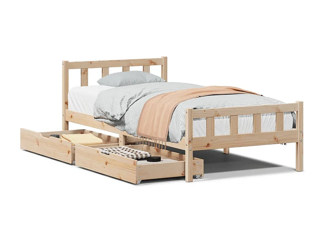 Estructura de cama sin colchón madera maciza de pino 100x200 cm