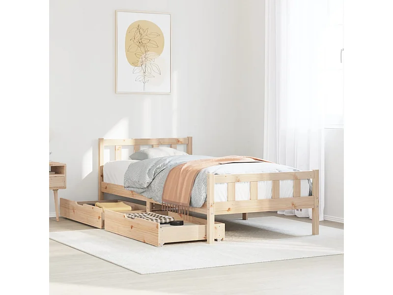 Estructura de cama sin colchón madera maciza de pino 100x200 cm
