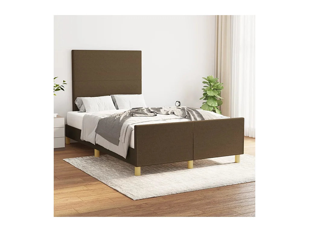 Cadre de lit avec tête de lit Marron foncé 120x200 cm Tissu