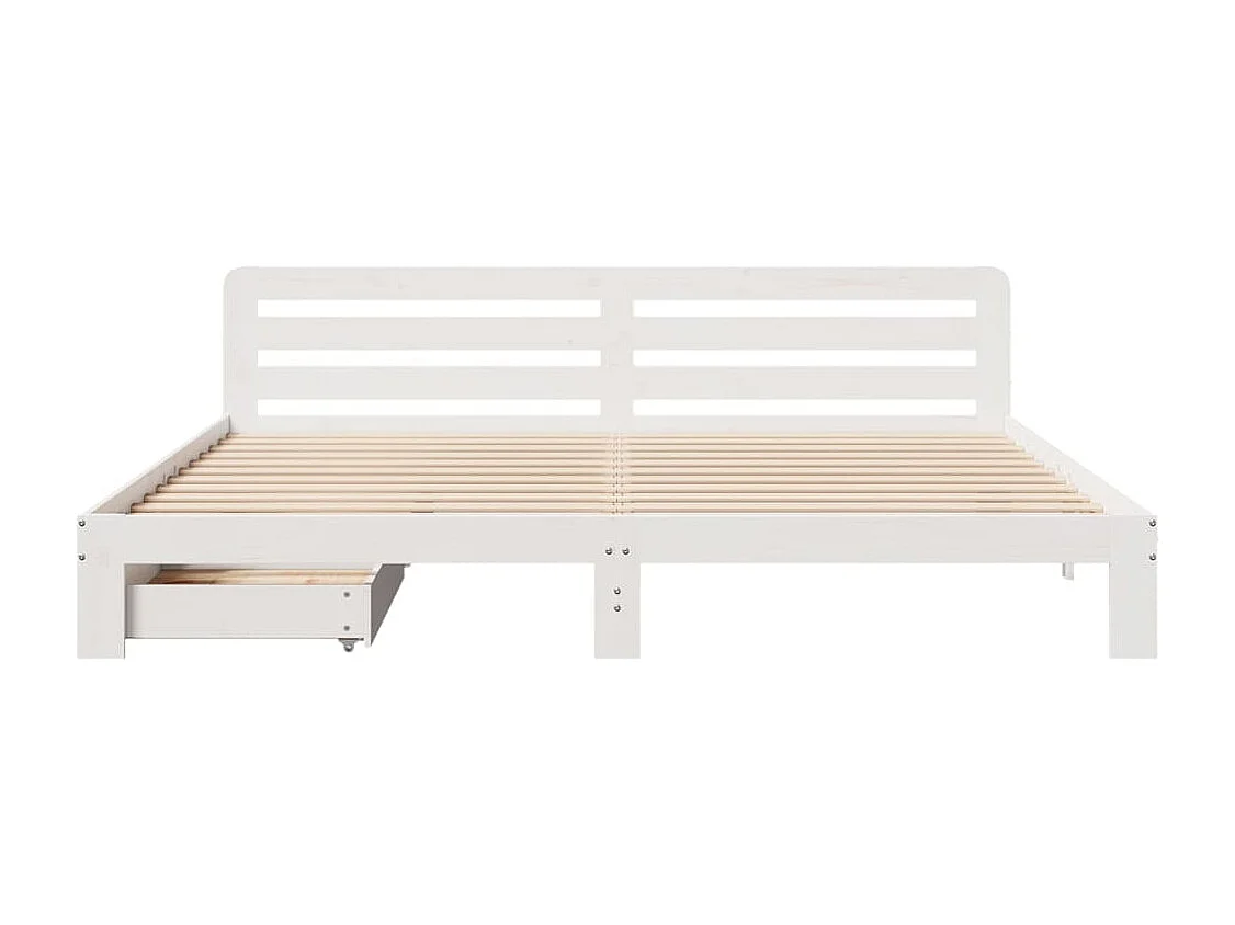 Cadre de lit sans matelas blanc 180x200 cm bois massif de pin