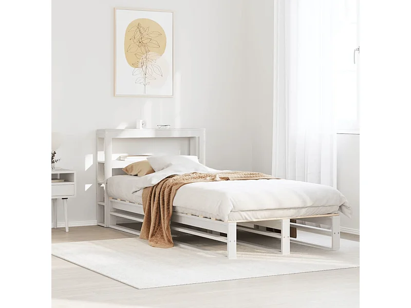 Cama sem colchão 75x190 cm madeira de pinho maciça branco