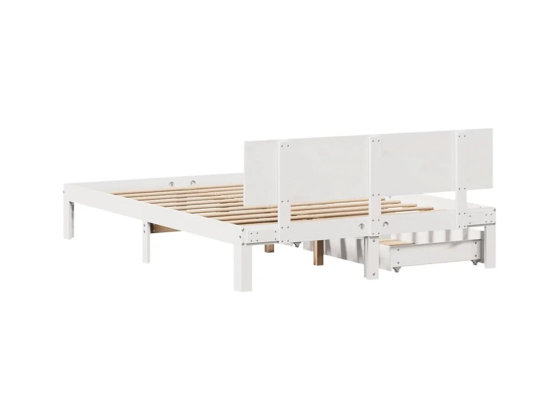 Cadre de lit avec tiroirs blanc 140x200 cm bois de pin massif