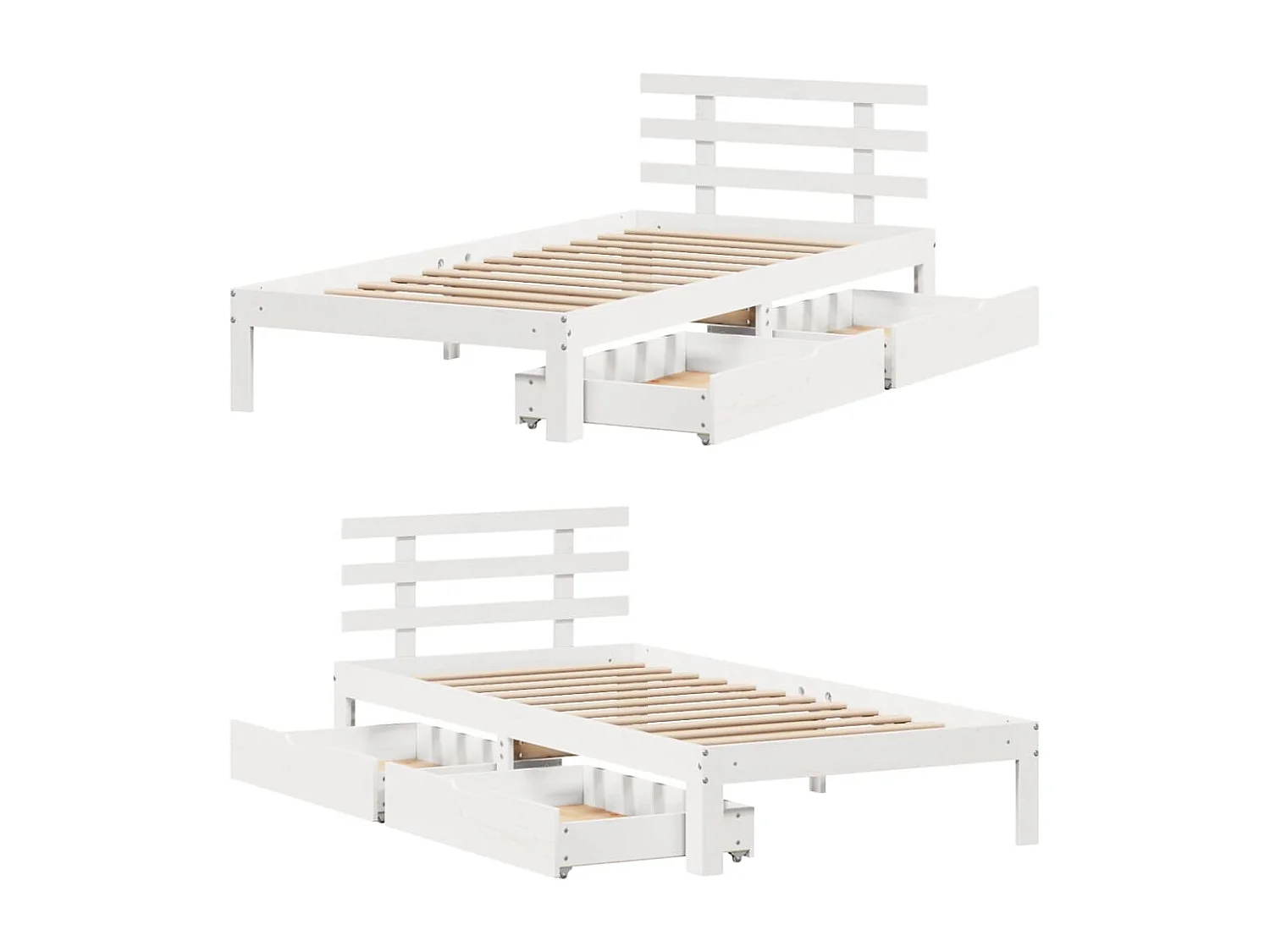 Estructura cama con cajones madera maciza pino blanca 90x190 cm